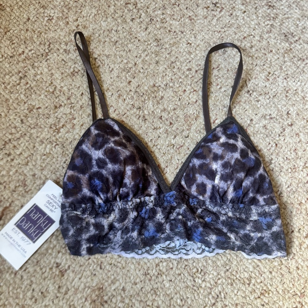 Hanky Panky Signature Lace Triangle Bralette Bra Animal Print